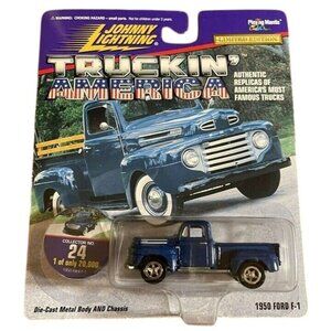 DIE CAST Johnny Lightning Truckin America 1950 Ford F-1 Blue Truck 24 1:64 New 1